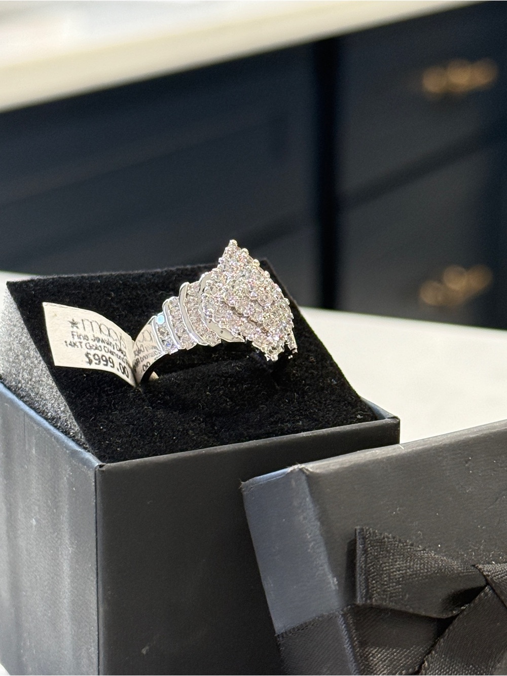 Macy's 14K White Gold Diamond Cluster Ring - White